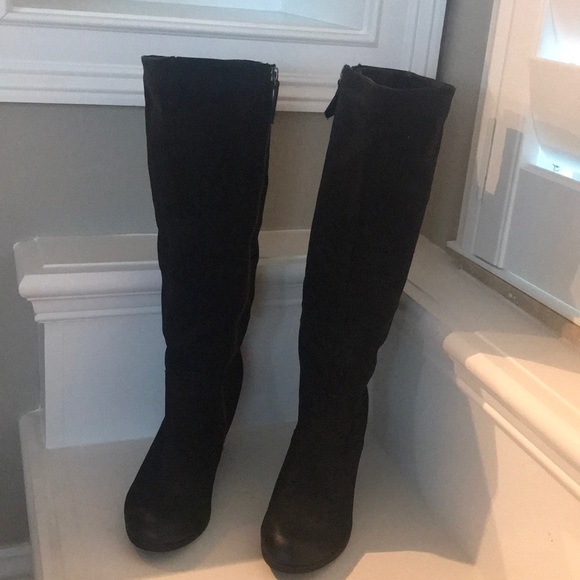 Shoes - Black Suede like riding boots